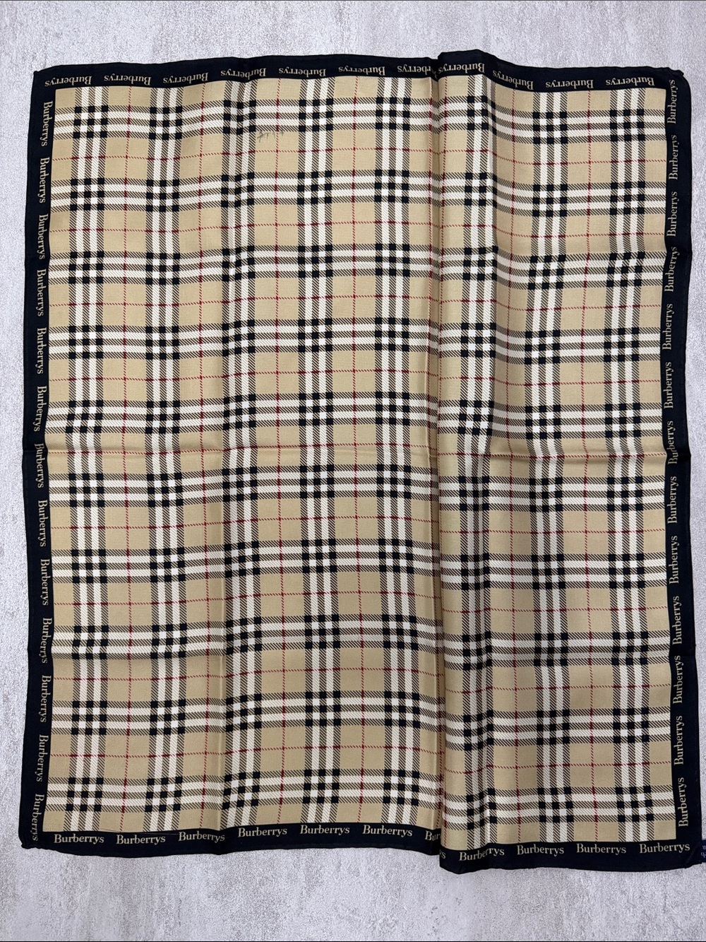 Burberrys vintage Beige Black Red Classic Check silk Scarf